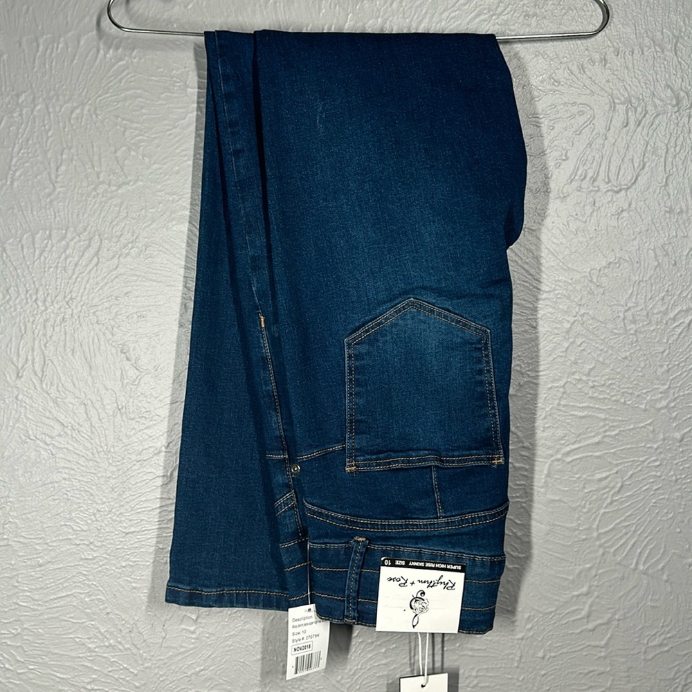 NWT Rhythm + Rose Super High Rise Skinny Dark Blue Jeans Women's Size 10